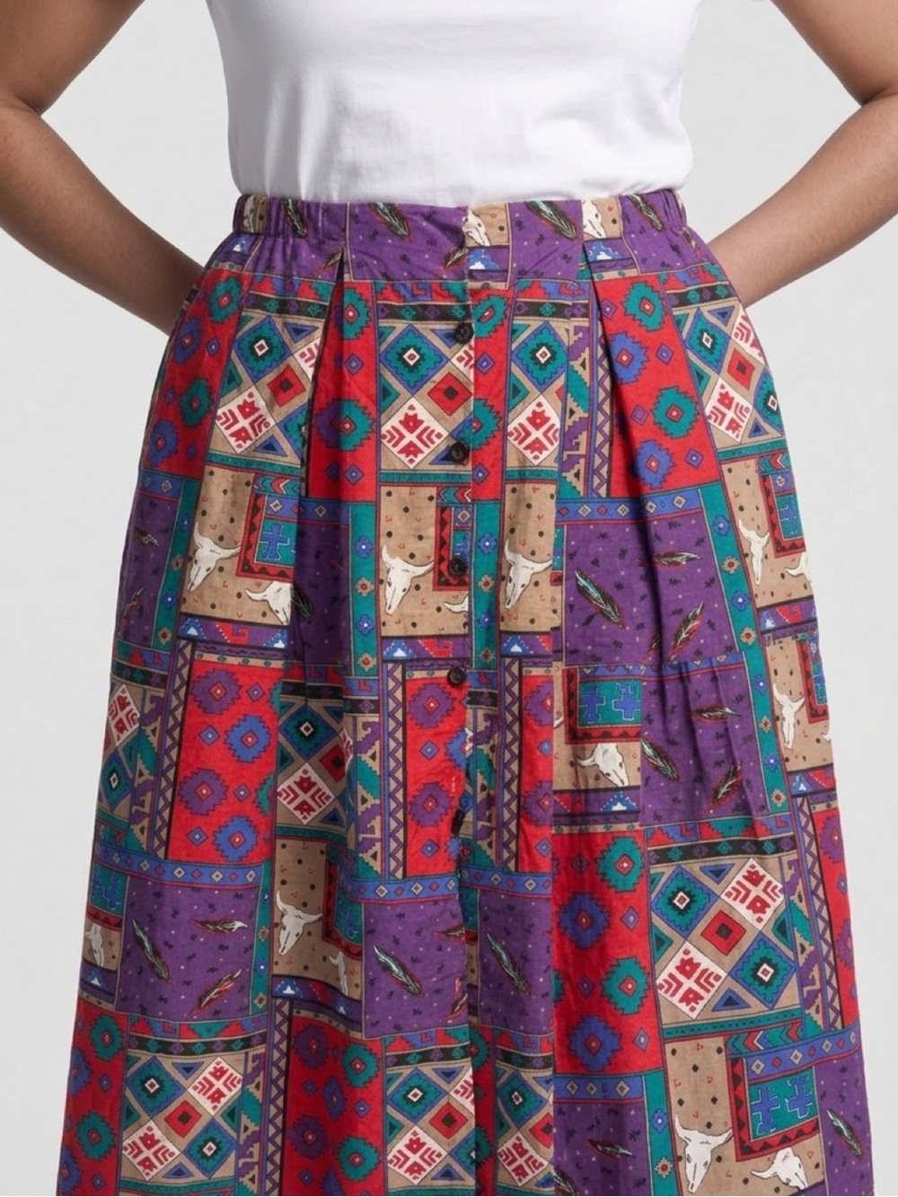 Vintage 90s Southwestern Pattern Maxi Skirt